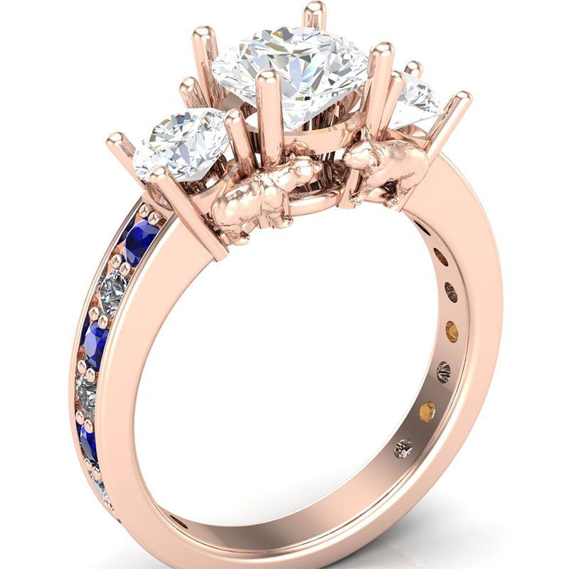 Nature Inspired 3 Stone Engagement Ring