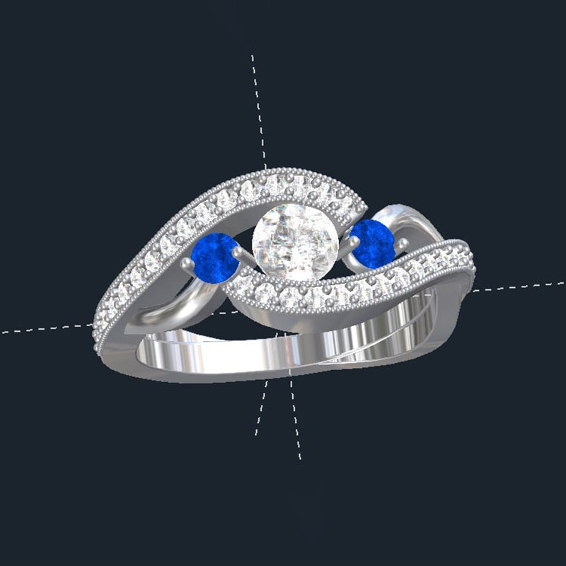 3 stone bypass engagement ring