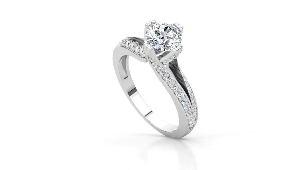 Forever One Moissanite Engagement Rings - Modern Split Shank Engagement Ring