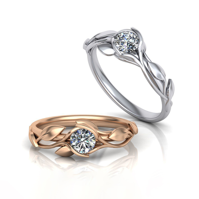 Tension Set Floral Engagement Ring