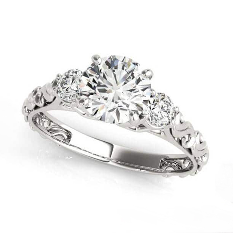 Ornate Three Stone Engagement Ring