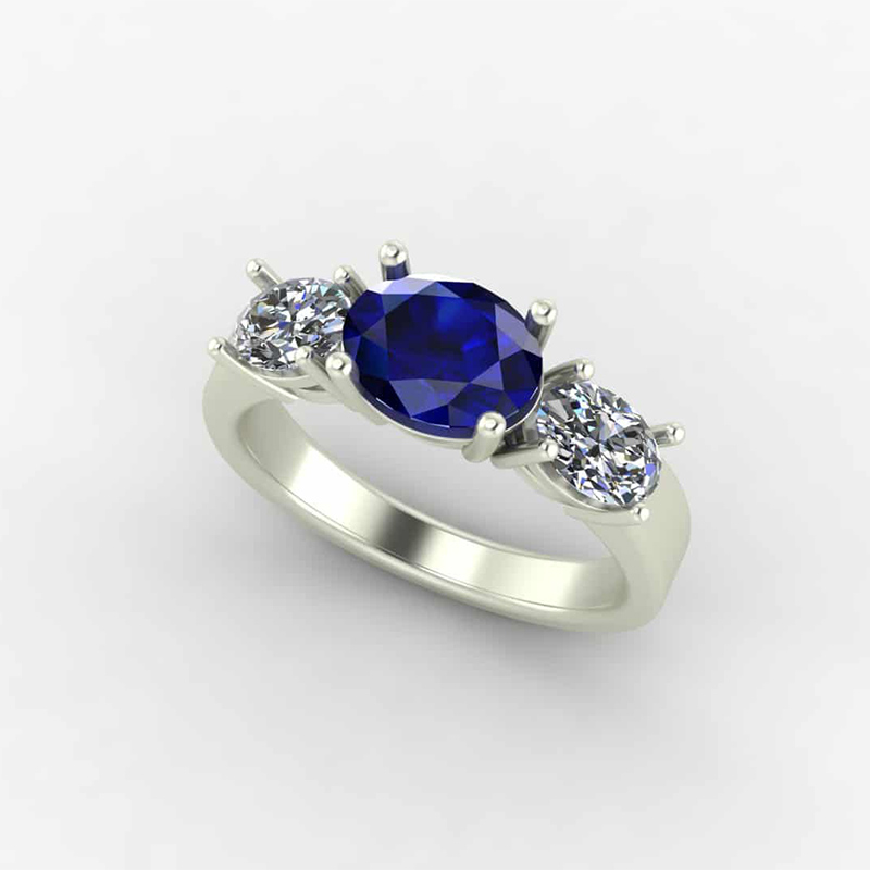 East West 3 Stone Engagement Ring