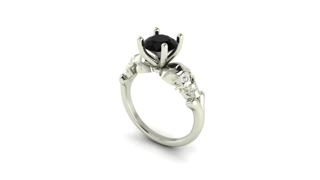 Black Diamond Skull Customized Engagement Rings