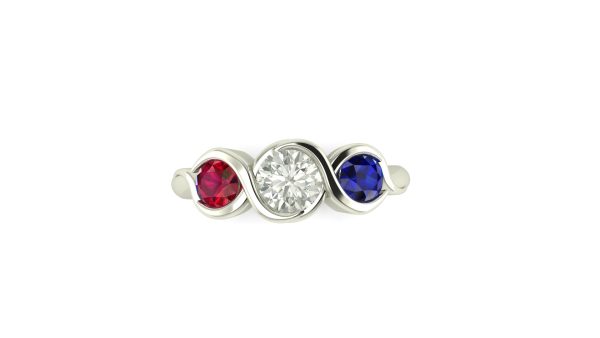 Criss Cross 3 Stone Engagement Ring