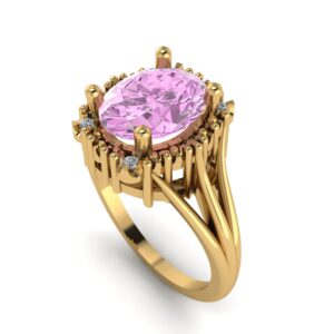 Pink Sapphire Halo Engagement Ring