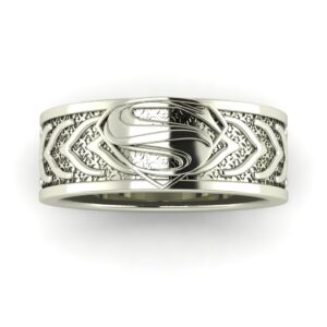 White Gold Superman Wedding Ring