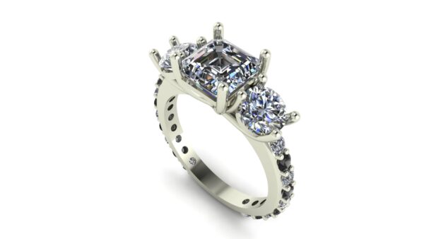 Emerald 3 Stone Engagement Ring