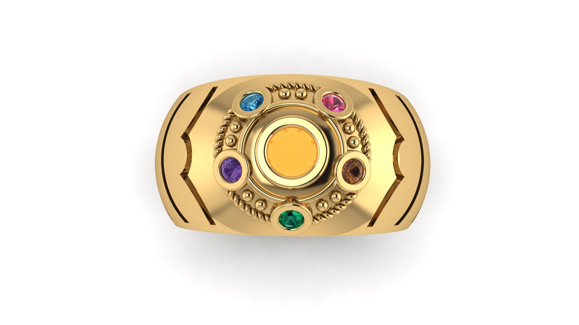 Thanos' Infinity Gauntlet Inspired 925 Sterling Silver Ring-All Color Stones 