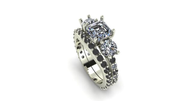 Asscher 3 Stone Engagement Ring