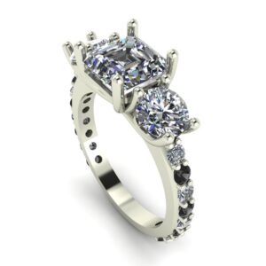 Asscher 3 Stone Engagement Ring