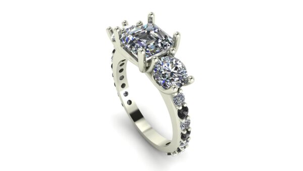 Asscher 3 Stone Engagement Ring
