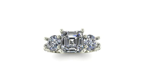 Asscher 3 Stone Engagement Ring
