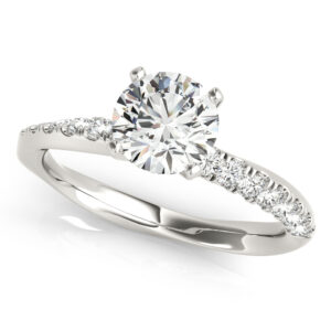 Asymmetrical French Pave Engagement Ring