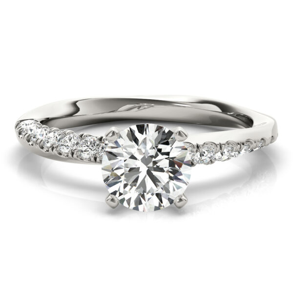 Asymmetrical French Pave Engagement Ring