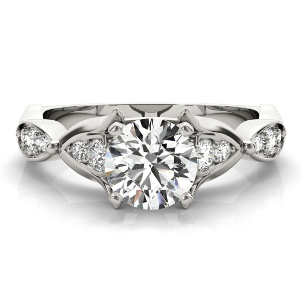 Floral Channel Set Engagement Ring