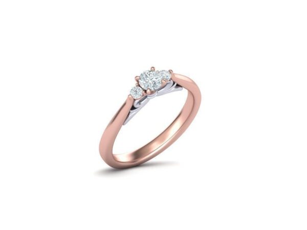 2 Tone Three Stone Engagement Ring