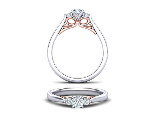 2 Tone 3 Stone Engagement Ring