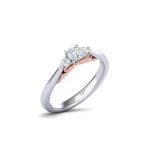 2 Tone Three Stone Engagement Ring