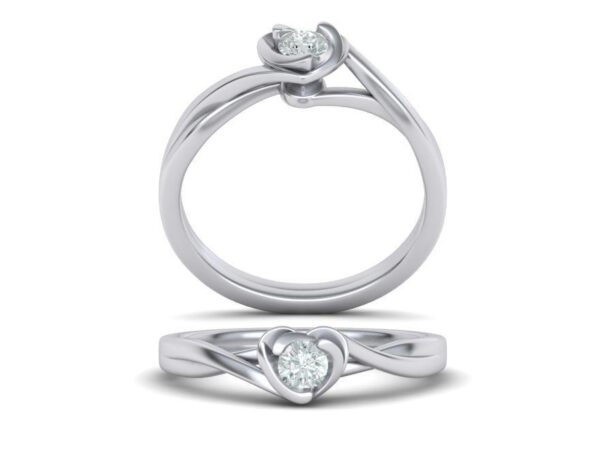 Sculptural Heart Solitaire Engagement Ring