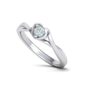 Sculptural Heart Solitaire Engagement Ring