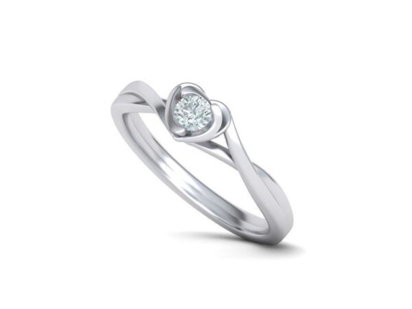 Sculptural Heart Solitaire Engagement Ring