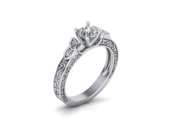Scrolled Celtic Engagement Ring