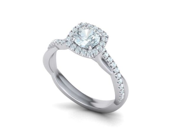 Cushion Halo Engagement Ring