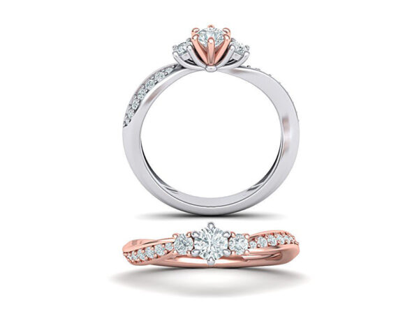 Bypass Three Stone Engagement Ring