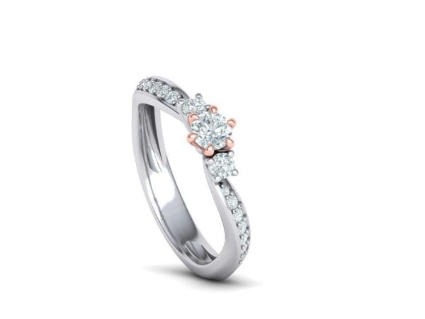 Bypass Three Stone Engagement Ring