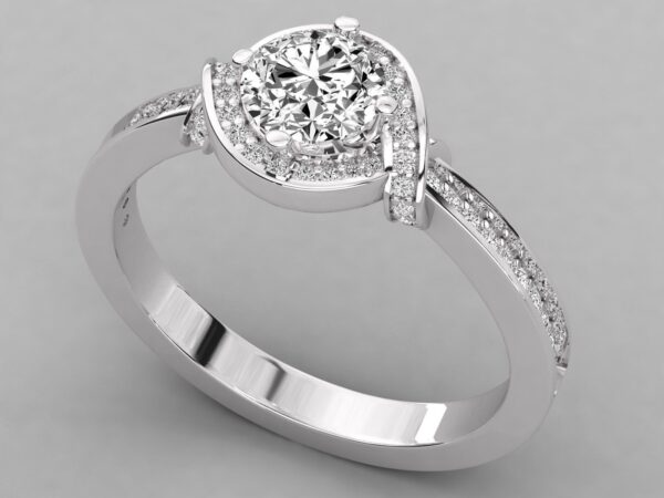 Criss Cross Halo Engagement Ring