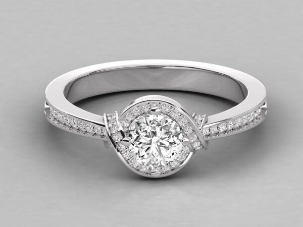 Criss Cross Halo Engagement Ring