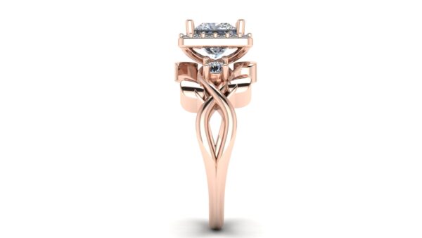 Princess Floral Halo Engagement Ring