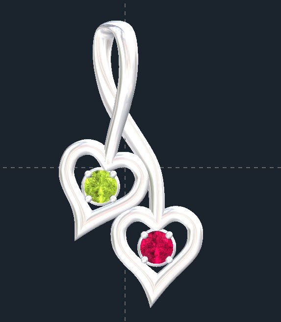 Double Gemstone Heart Pendant