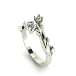 2 Stone Floral Promise Ring