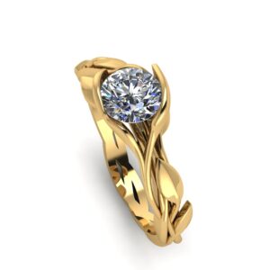 Tension Set Floral Engagement Ring