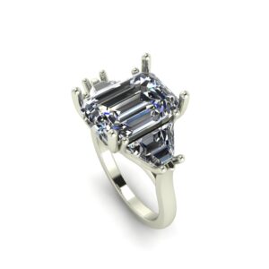 Trapezoid 3 Stone Engagement Ring