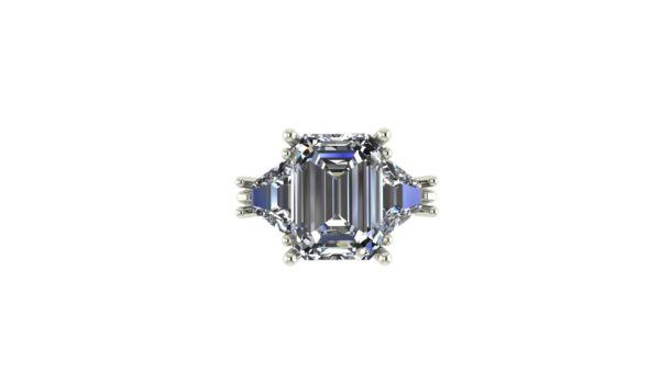 Trapezoid 3 Stone Engagement Ring