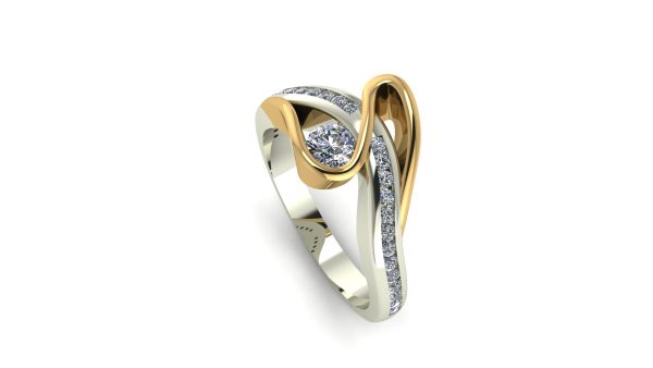 Sculptural 2 Tone Engagement Ring