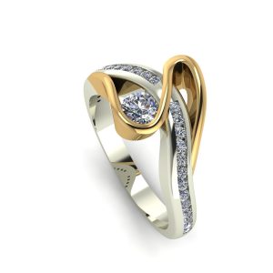 Sculptural 2 Tone Engagement Ring