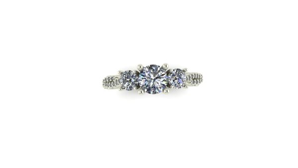 Filigreed 3 Stone Engagement Ring