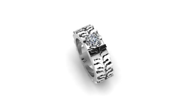 Diamond Tire Tread Wedding Band