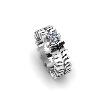 Diamond Tire Tread Wedding Band