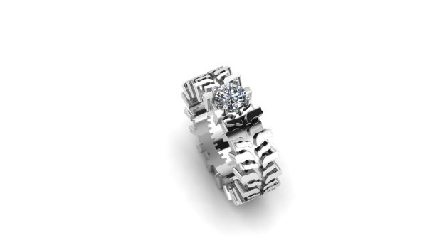 Diamond Tire Tread Wedding Band