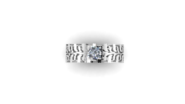 Diamond Tire Tread Wedding Band