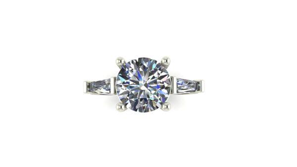 Three Stone Trellis Engagement Ring