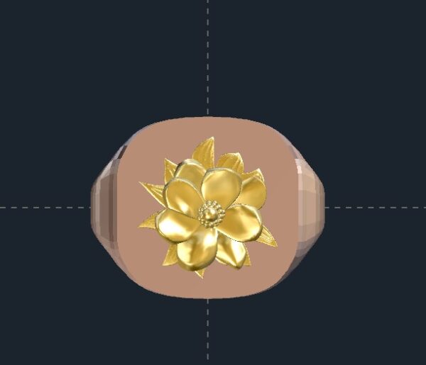2 Tone Flower Signet Ring