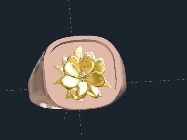 2 Tone Flower Signet Ring