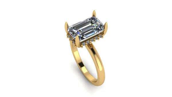 Emerald Hidden Halo Engagement Ring