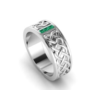Emerald Celtic Wedding Ring