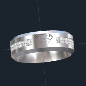 Diamond Beveled Superman Wedding Ring